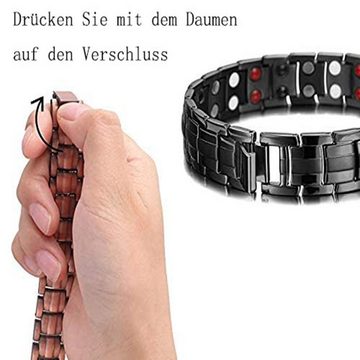 HYTIREBY Gliederarmband Magnetarmband für Männer Armband Gesundheit (Baugruppen), Titan Magnet-Armband zweireihig 4 Elemente schwarz