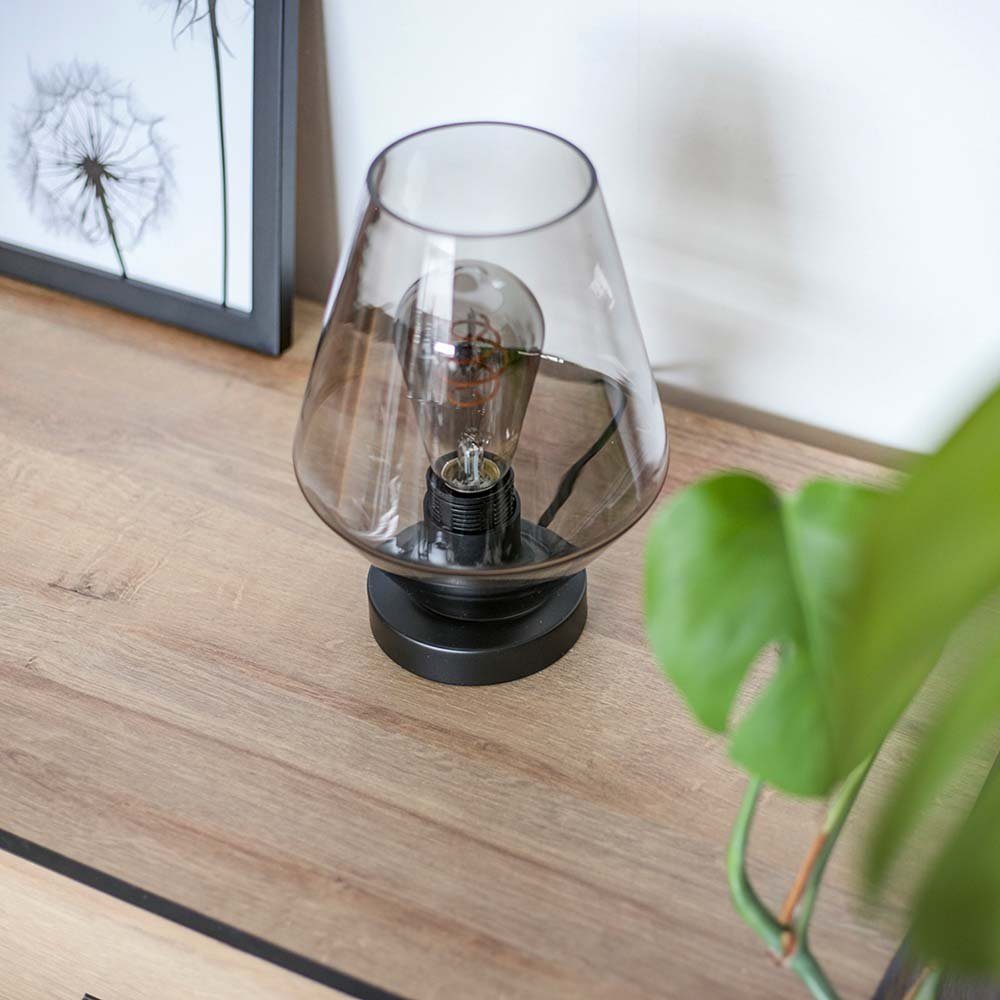 Steinhauer LIGHTING LED Tischleuchte, Tischleuchte Beistelllampe Tischlampe  Glas rauch Wohnzimmerleuchte