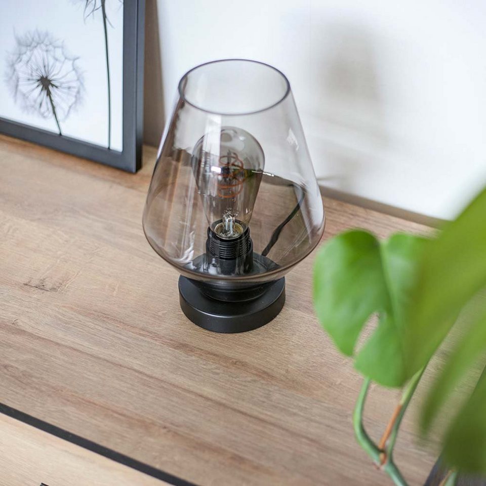 Steinhauer LIGHTING LED Tischleuchte, Tischleuchte Beistelllampe Tischlampe  Glas rauch Wohnzimmerleuchte