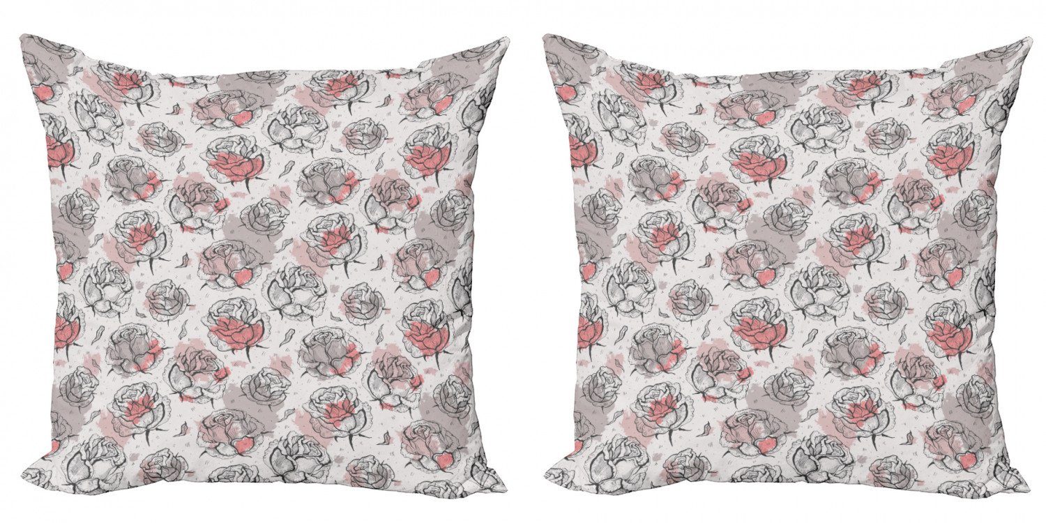 Kissenbezüge Modern Accent Doppelseitiger Digitaldruck, Rose Blumen Farbe Blots Pastell Abakuhaus (2 Stück)