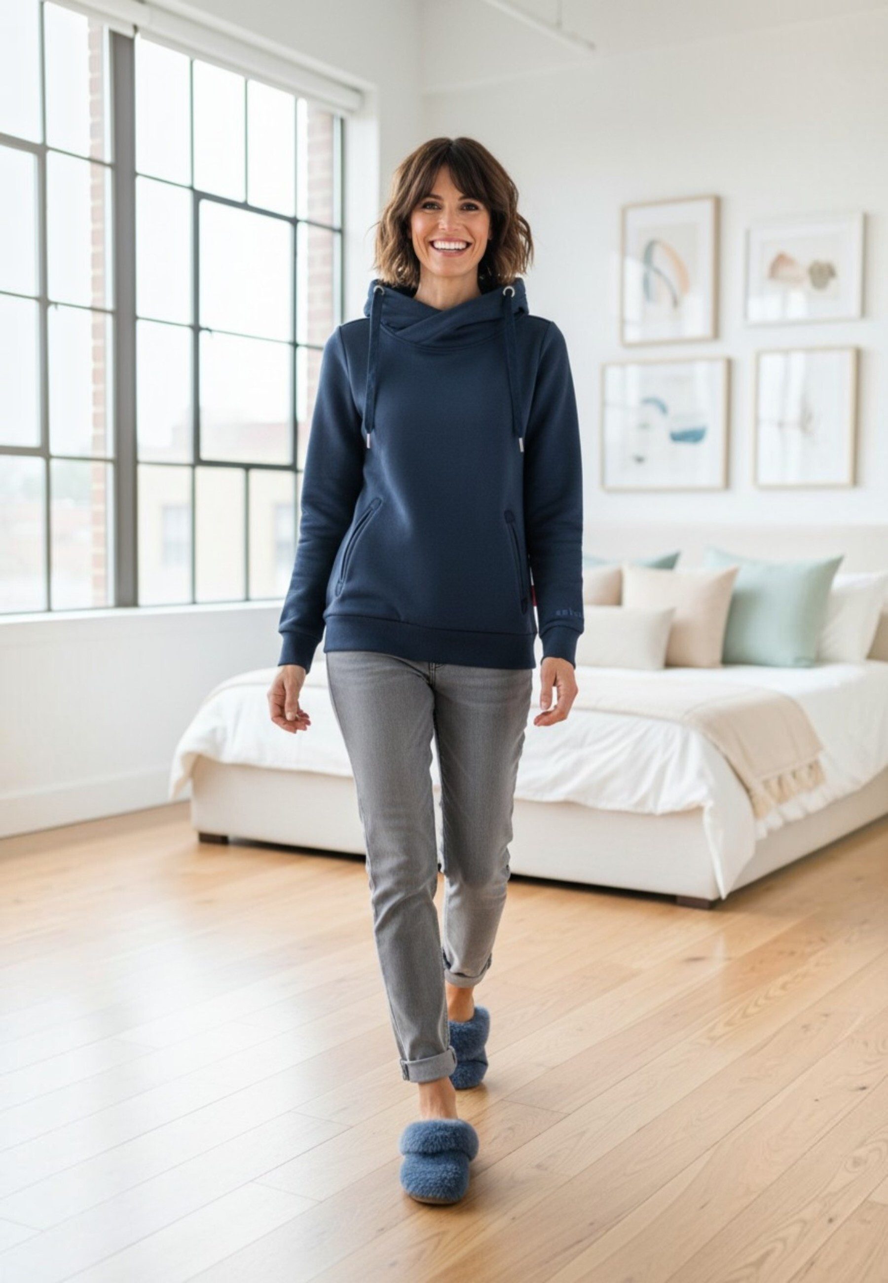 salzhaut Hoodie SÜNN Damen Tailliert salzhaut Kapuzenpullover – bequemer Fit und nordisch klares Design