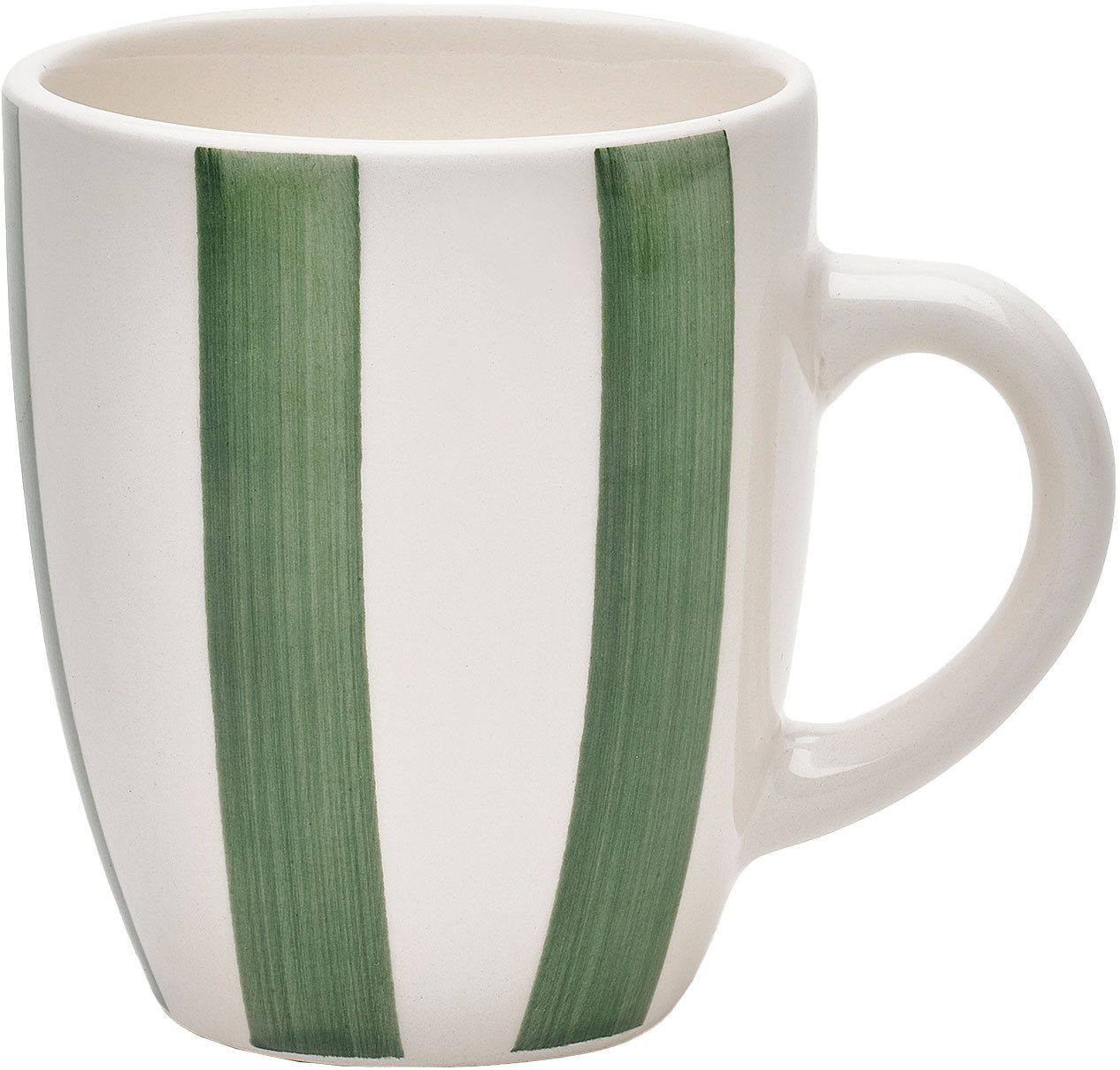 van Well Becher Kaffeebecher 360 ml Mallorca, 6 Stück, 6-tlg., Keramik, Streifenoptik, spülmaschinen- und mikrowellengeeignet
