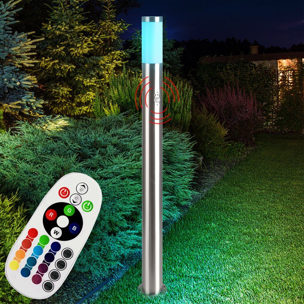 Außen Bewegungsmelder Lampen Garten LED Außen-Stehlampe, inklusive, Set RGB Steh Warmweiß, Leuchtmittel etc-shop 2er FERNBEDIENUNG Farbwechsel, LED