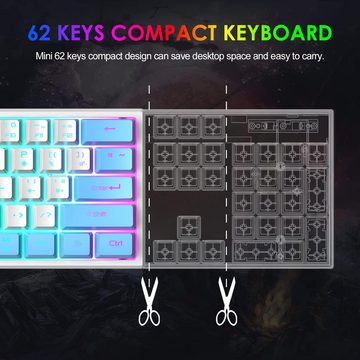 ZIYOU LANG Tastatur- und Maus-Set, Kabelgebundene 62 Tasten 7 RGB-LED-Hintergrundbeleuchtung 19 Tasten
