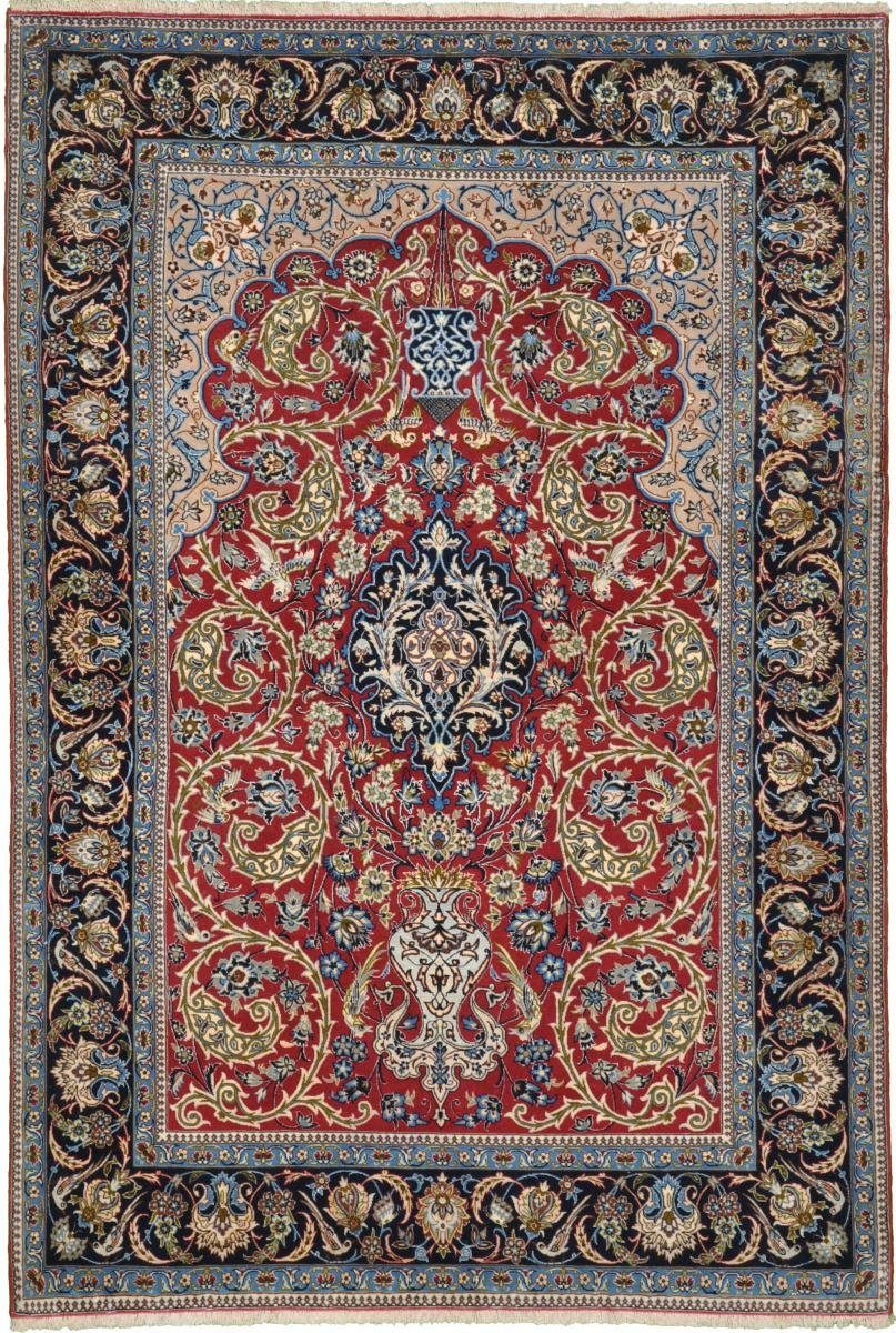 Orientteppich Isfahan Seidenkette 109x160 Handgeknüpfter Orientteppich, Nain Trading, rechteckig, Höhe: 6 mm