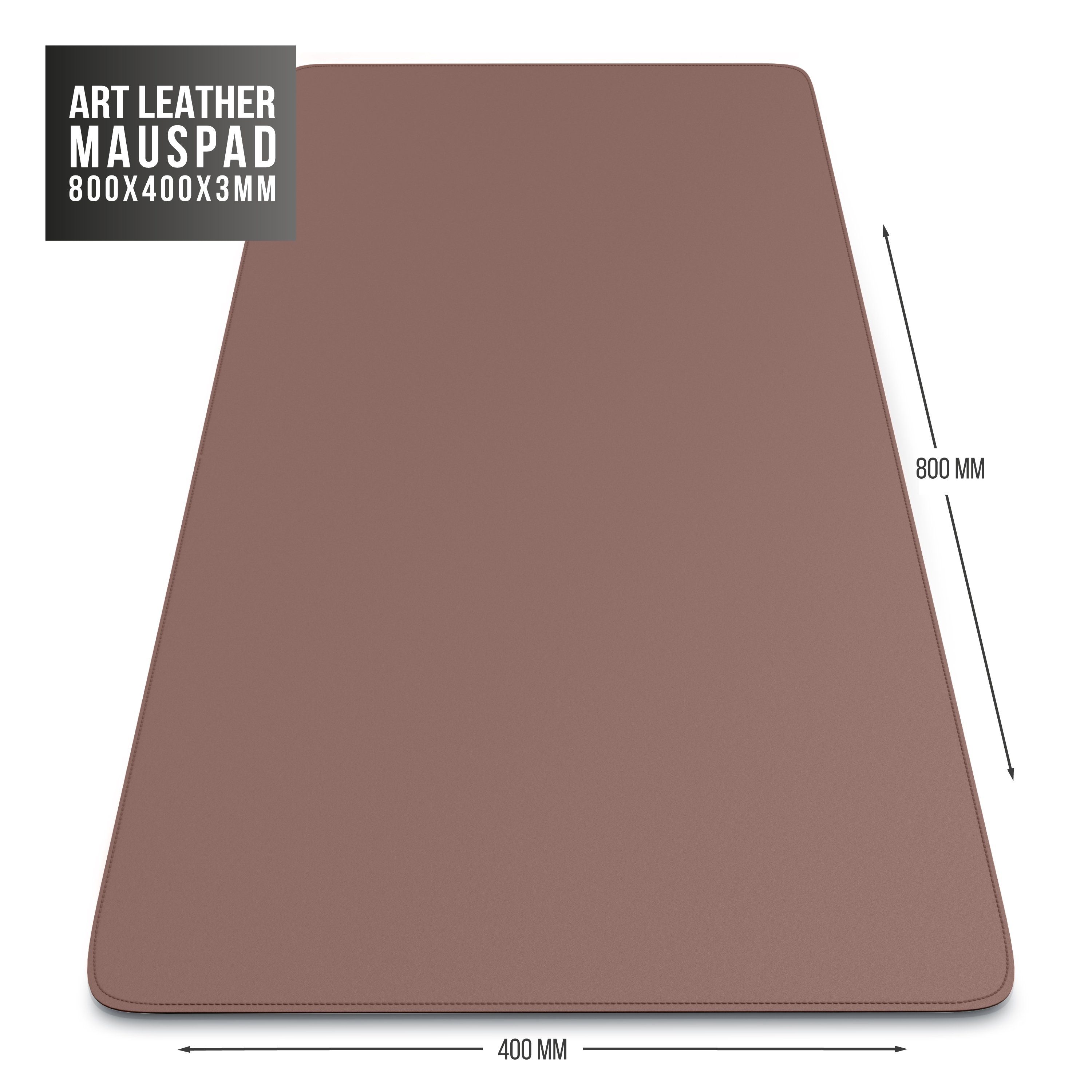 CSL Mauspad XXL Mousepad 800 x 400 x 3 mm, Tischunterlage, Elegante Leder Optik, rutschfest, abwaschbar, Geschwindigkeit & Präzision, Khaki