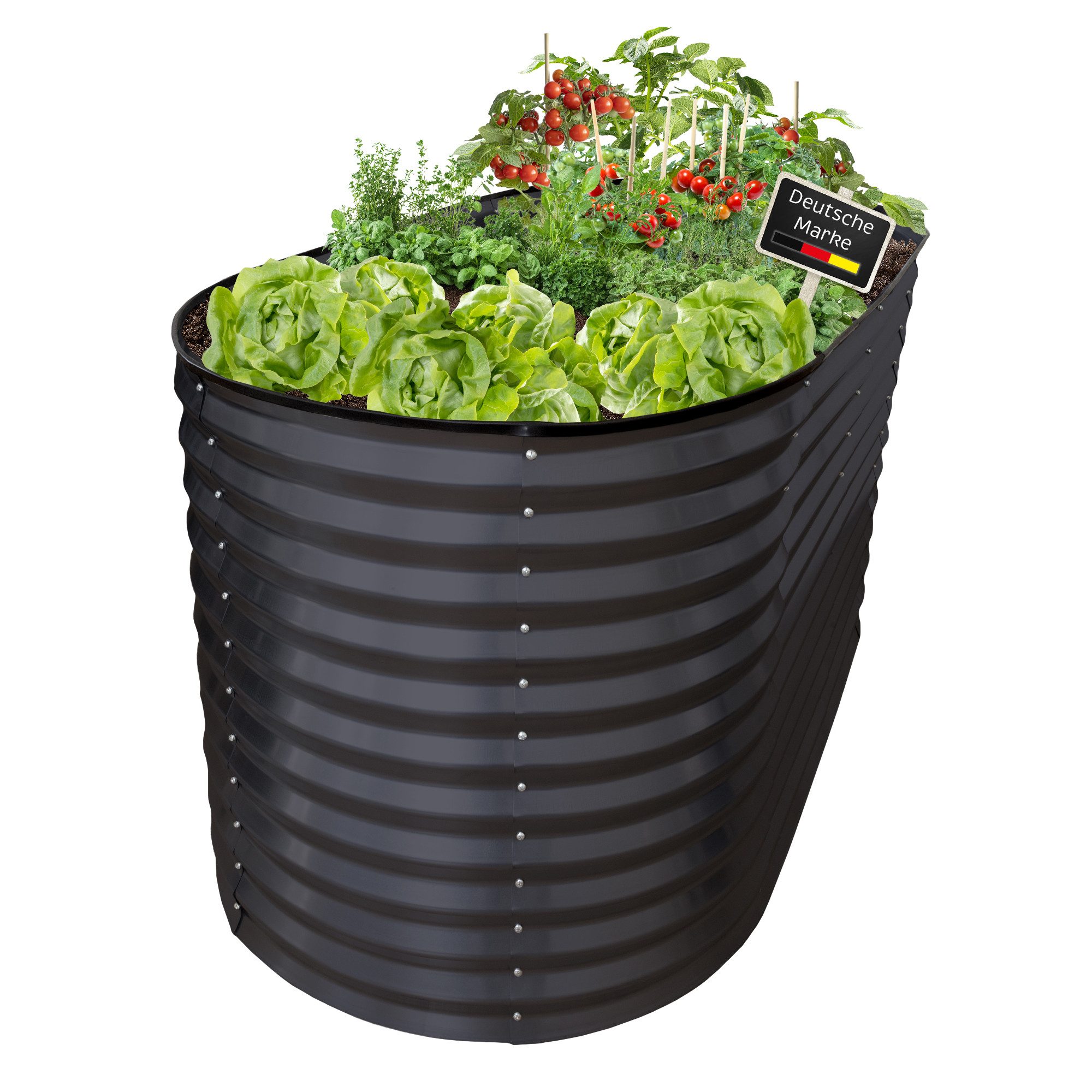 NATIV Hochbeet Metall anthrazit, oval, Pflanzbeet, Gartenbeet, oval