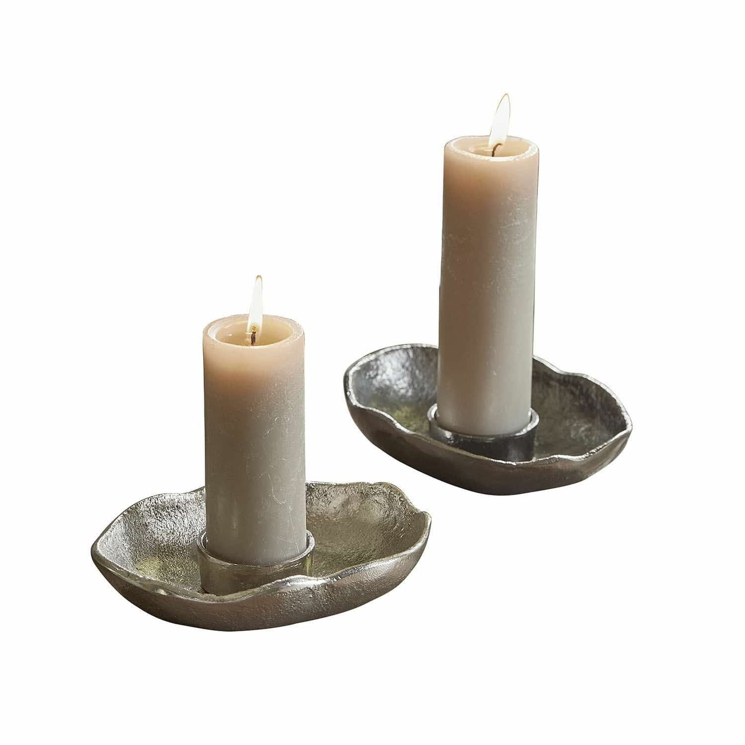 Mirabeau Kerzenständer Teelichthalter 2er Set Quilvano silber/schwarz