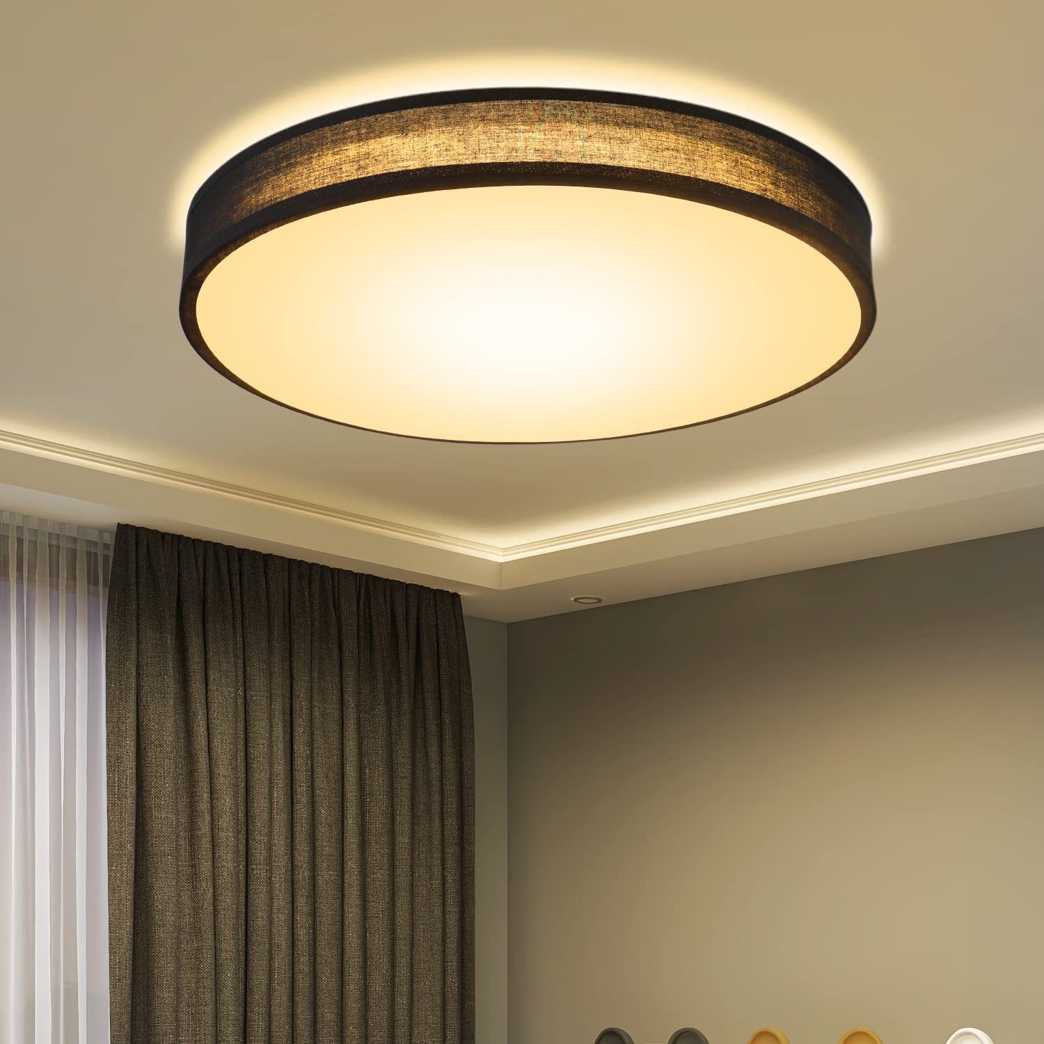 Nettlife LED Deckenleuchte Schlafzimmer Grün Stoffschirm günstig online kaufen