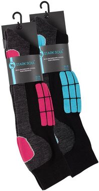 Stark Soul® Skisocken Ski & Snowboard Socken, Wintersport Socken mit Spezialpolsterung, 2 Paar 2er-Pack, Spezial -Polsterungen an den Belastungszonen, Dehnungszonen an Knöchel und Spann, flache Nähte, dickes Proteegewebe