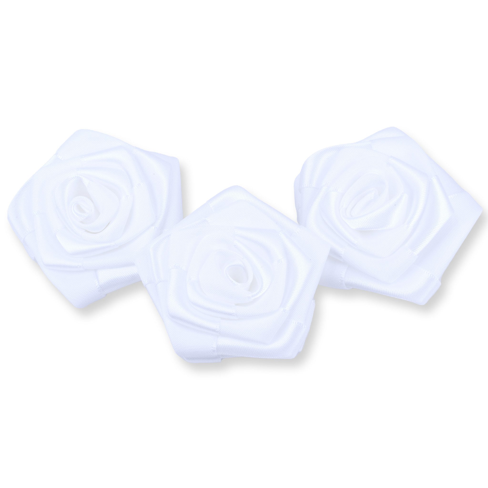 Creativery Streudeko, Satinrosen 6cm zum Basteln & Aufnähen 3 Stück Weiß