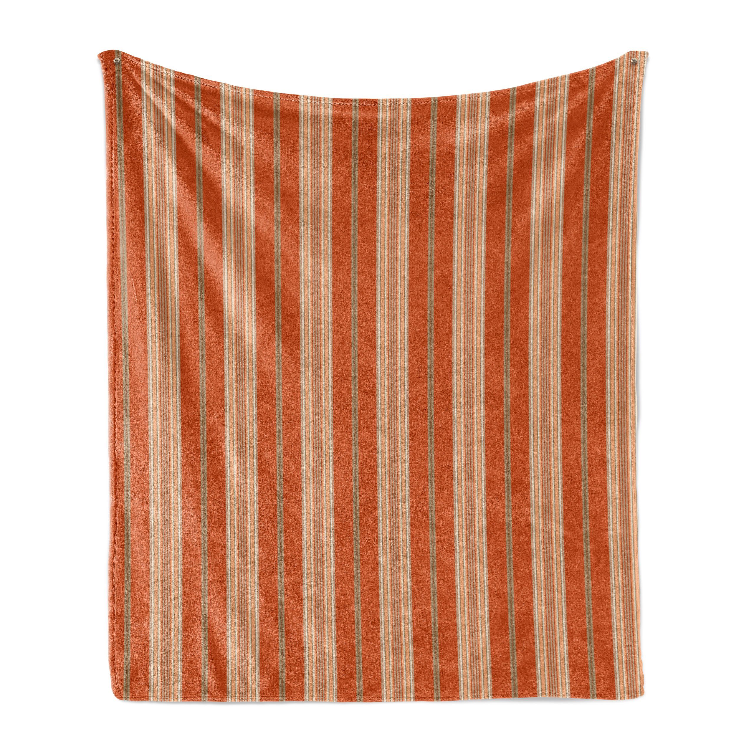 Wohndecke Gemütlicher Plüsch für den Innen- und Außenbereich, Abakuhaus, Burnt orange Retro Themed Stripes