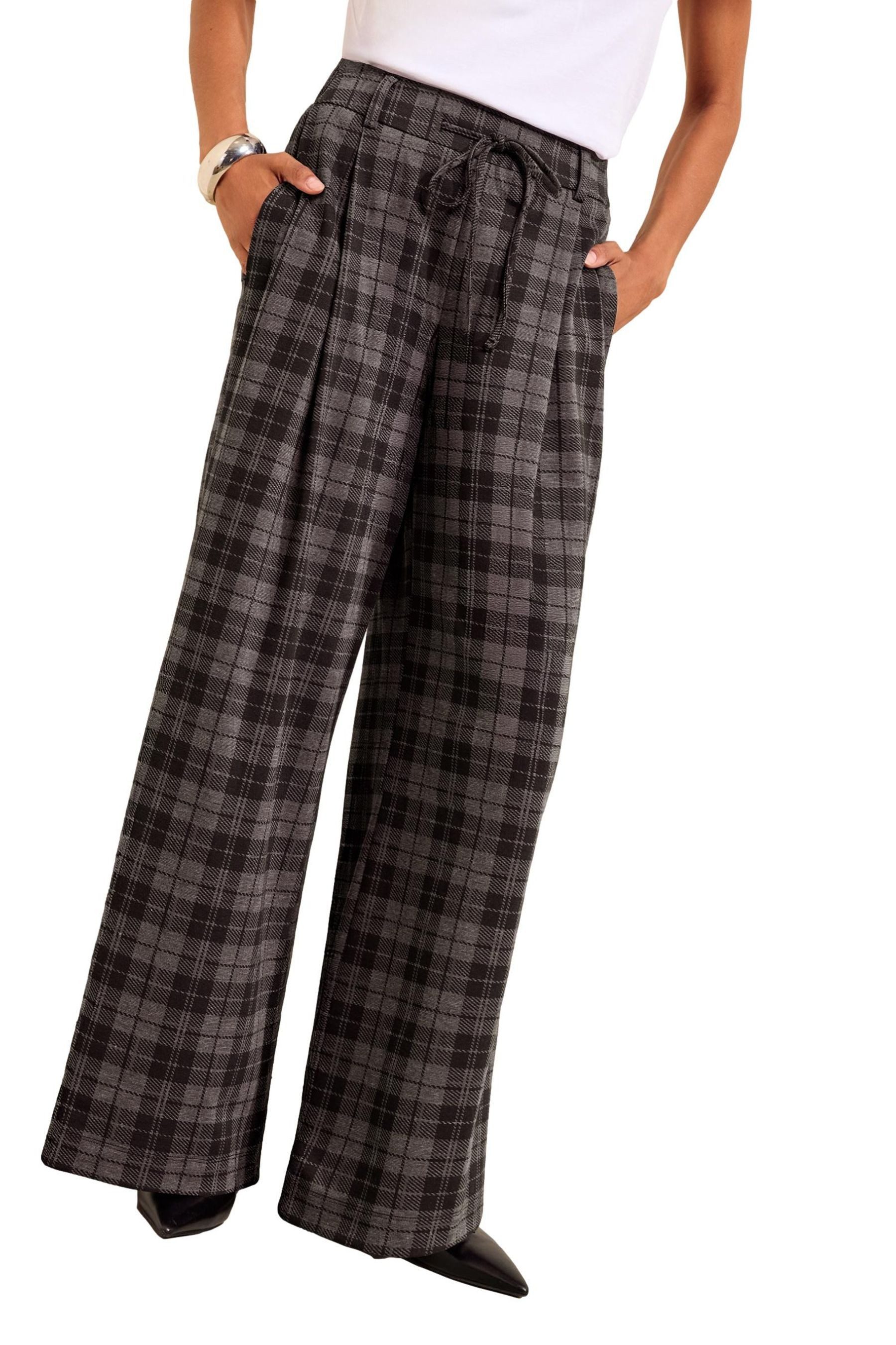 Friends Like These Palazzohose Friends Like These karierte Hose mit weitem Bein (1-tlg)