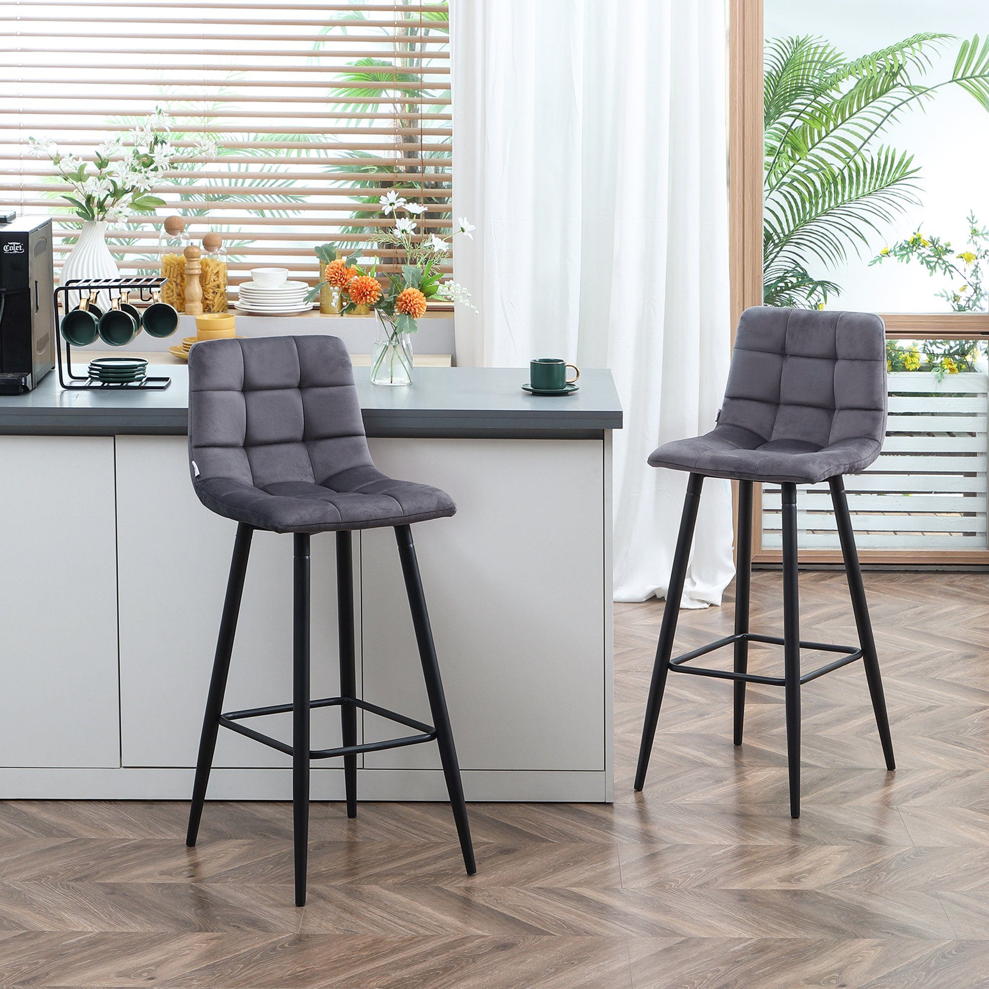 HOMCOM Barhocker Bistrohocker mit Fußstütze (Tresenhocker-Set, günstig online kaufen