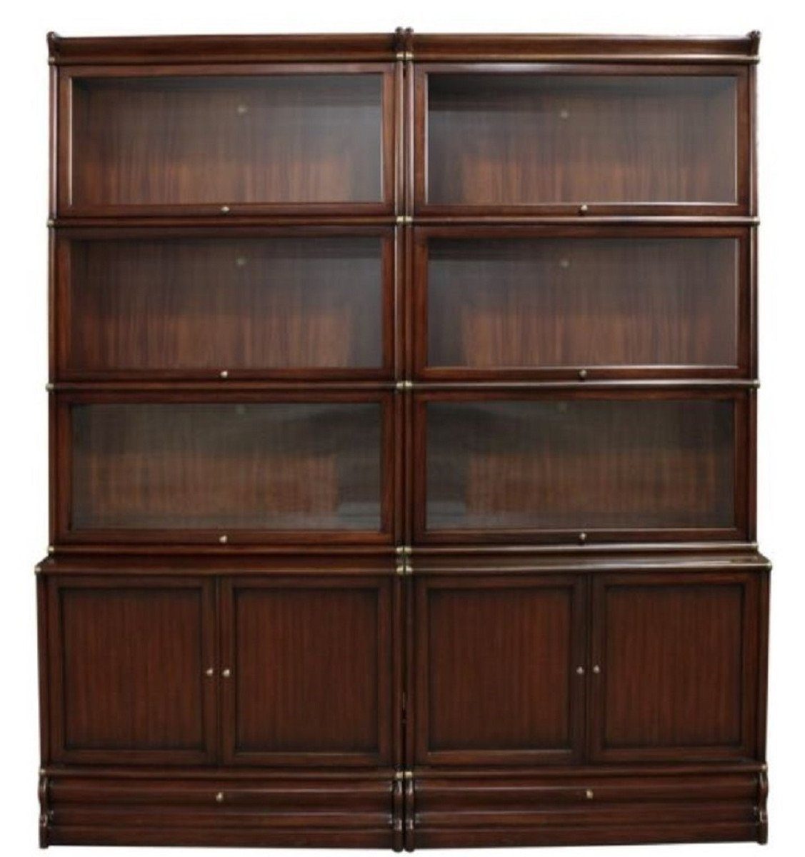 Casa Padrino Stauraumschrank Luxus Mahagoni Bücherschrank mit 10 Türen und 2 Schubladen Dunkelbraun 172 x 47 x H. 234 cm - Luxus Büromöbel