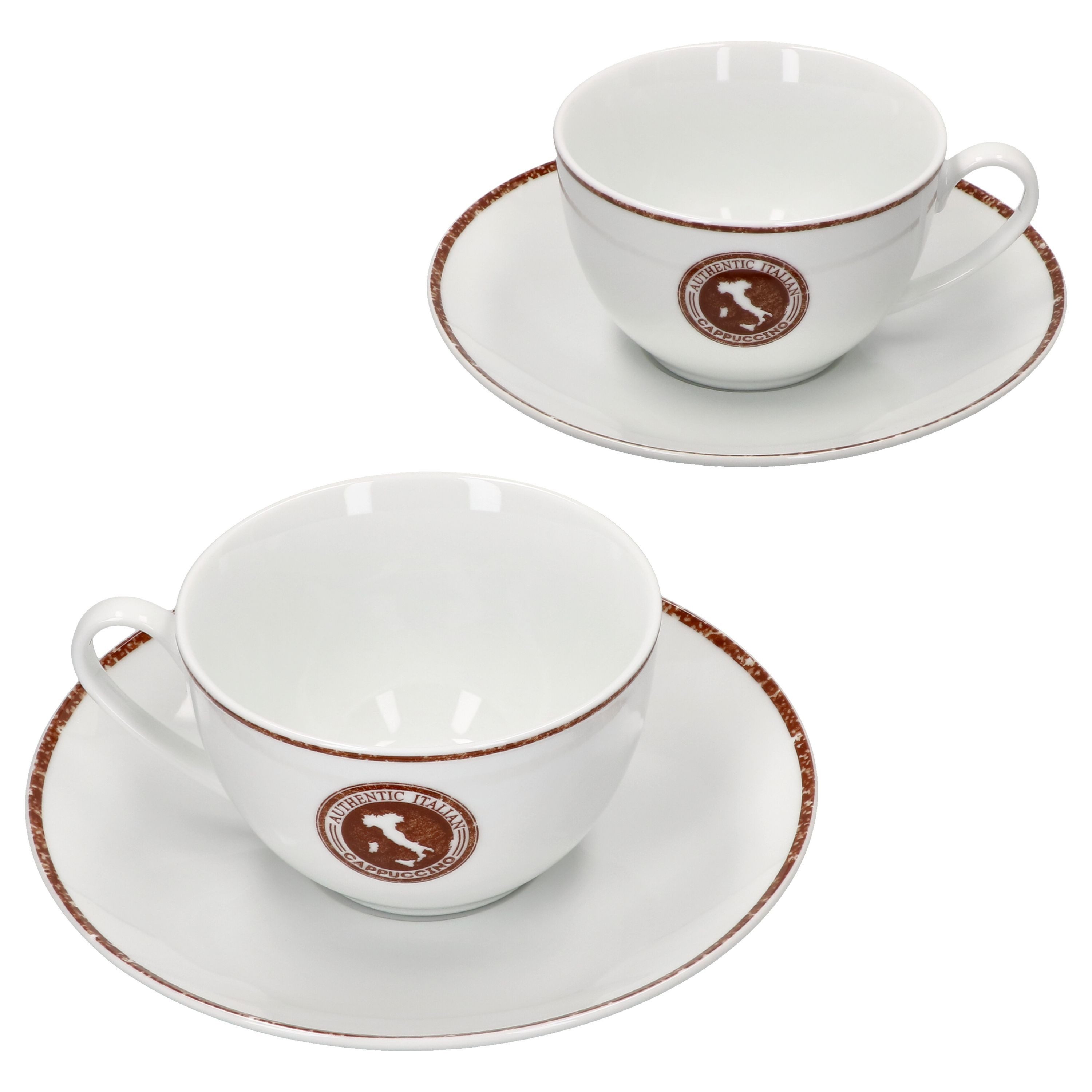Ritzenhoff & Breker Becher 4tlg Set Authentic Italian Cappuccinotasse + Untertasse Cappuccino, Porzellan