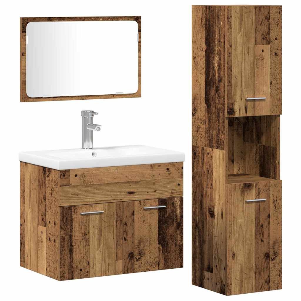 vidaXL Badezimmer-Set Badezimmermöbel-Set 4 Stk. Braun Holzwerkstoff, (4-St)