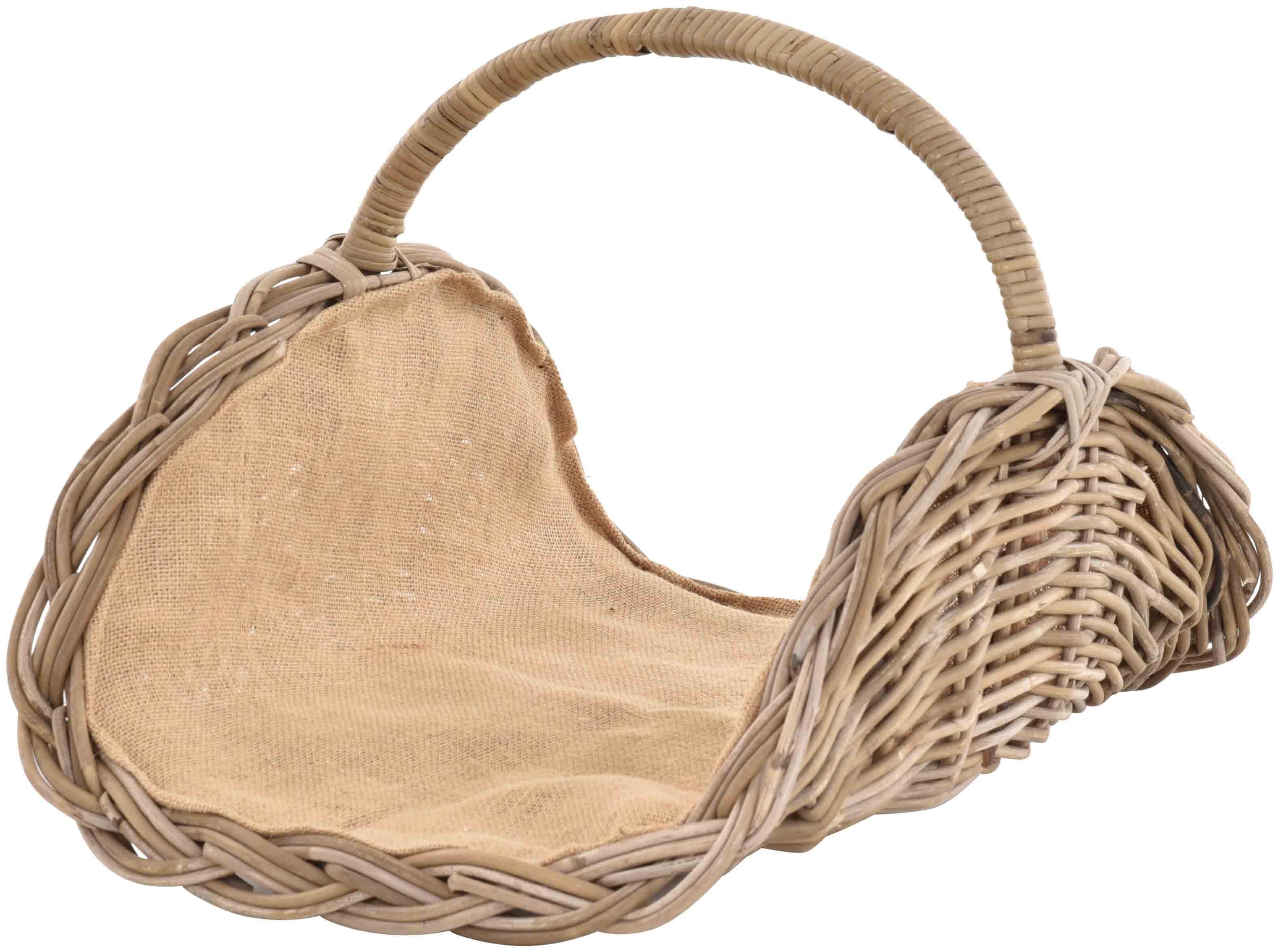 Krines Home Kaminholzkorb Holzkorb Woody aus Kubu-Rattan Naturrohr Kaminkorb/Kaminholzkorb, Natur, mit Jute ausgeschlagen