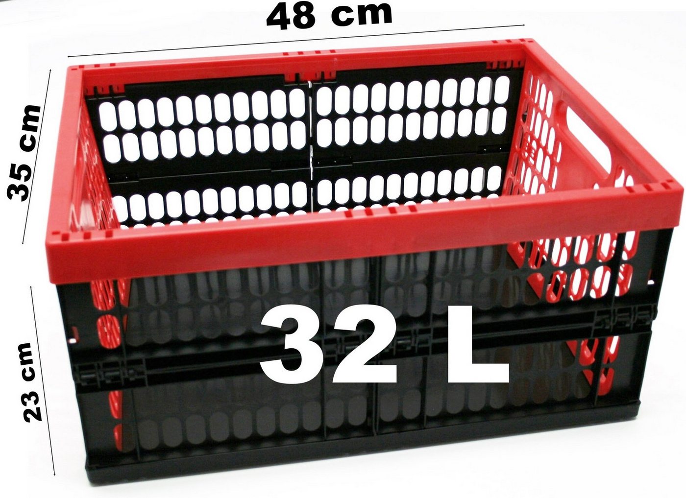 Thumbnail - Schulz Haushaltswaren Klappbox Klappbar Box Kiste Transport Einkaufskorb Faltbar 32 oder 45 Liter, 32 l, Zusammenfaltbar