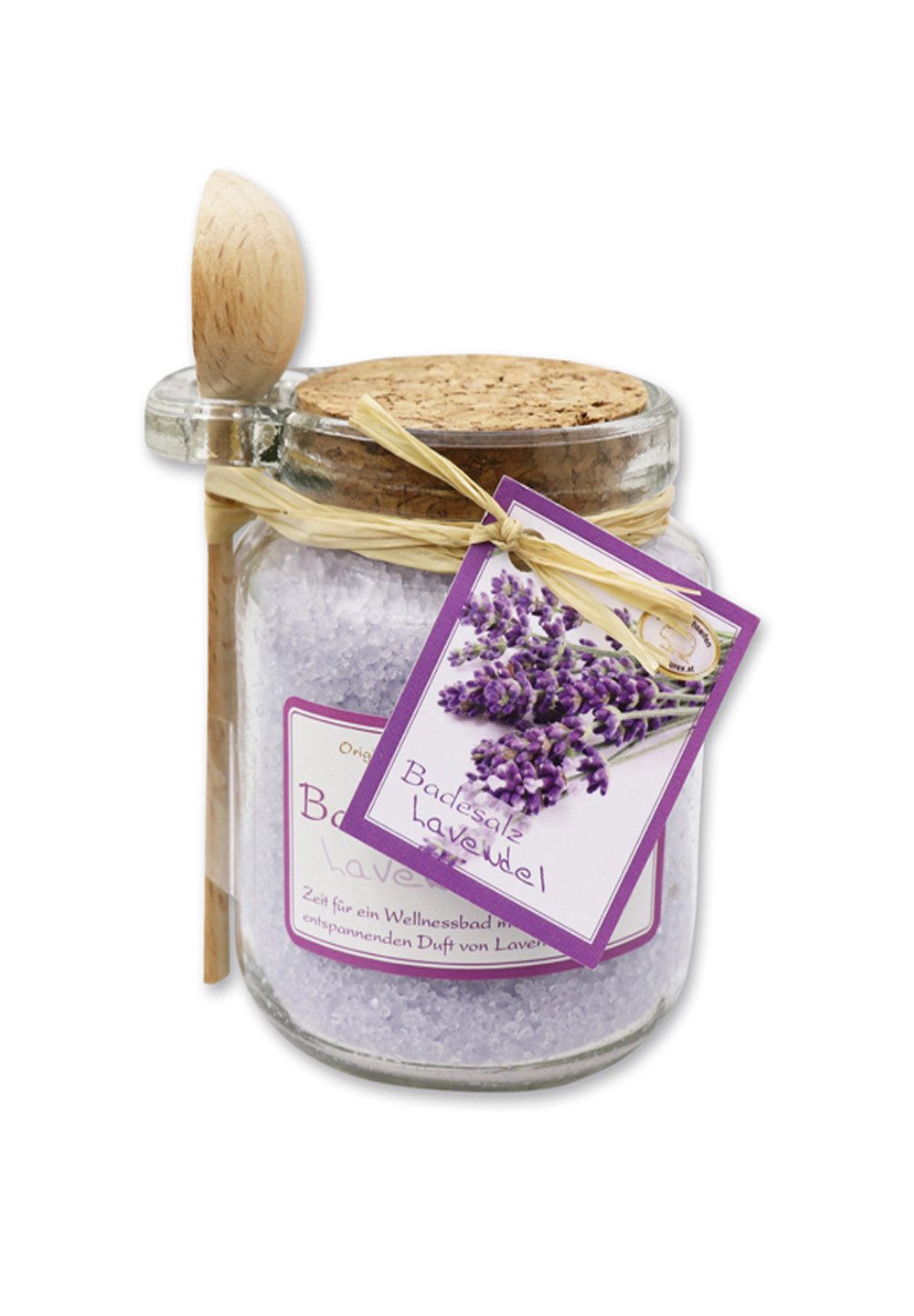 Gerlinde Hofer _ Florex GmbH Badezusatz Lavendel, 1-tlg., Badesalz mit Bio Schafmilch im Glas mit Holzlöffel 300 g