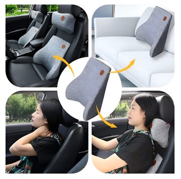 HIYORI Sitzkissen Ergonomische Auto-Sitzkissen mit Gedächtnisschaum, Verstellbare Kopfstütze und Lendenstütze für Büro und Fahrzeug