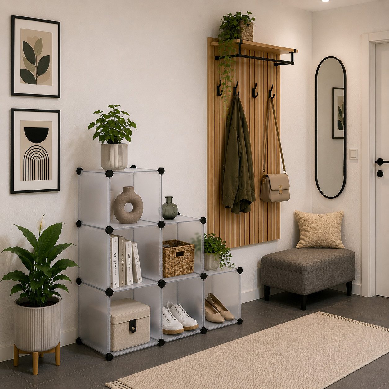 belviona Steckregal, modulares Würfelregal, platzsparendes Aufbewahrungsregal, 6 Fächer, Steckschrank mit Fächern für Schlafzimmer, Flur & Kinderzimmer