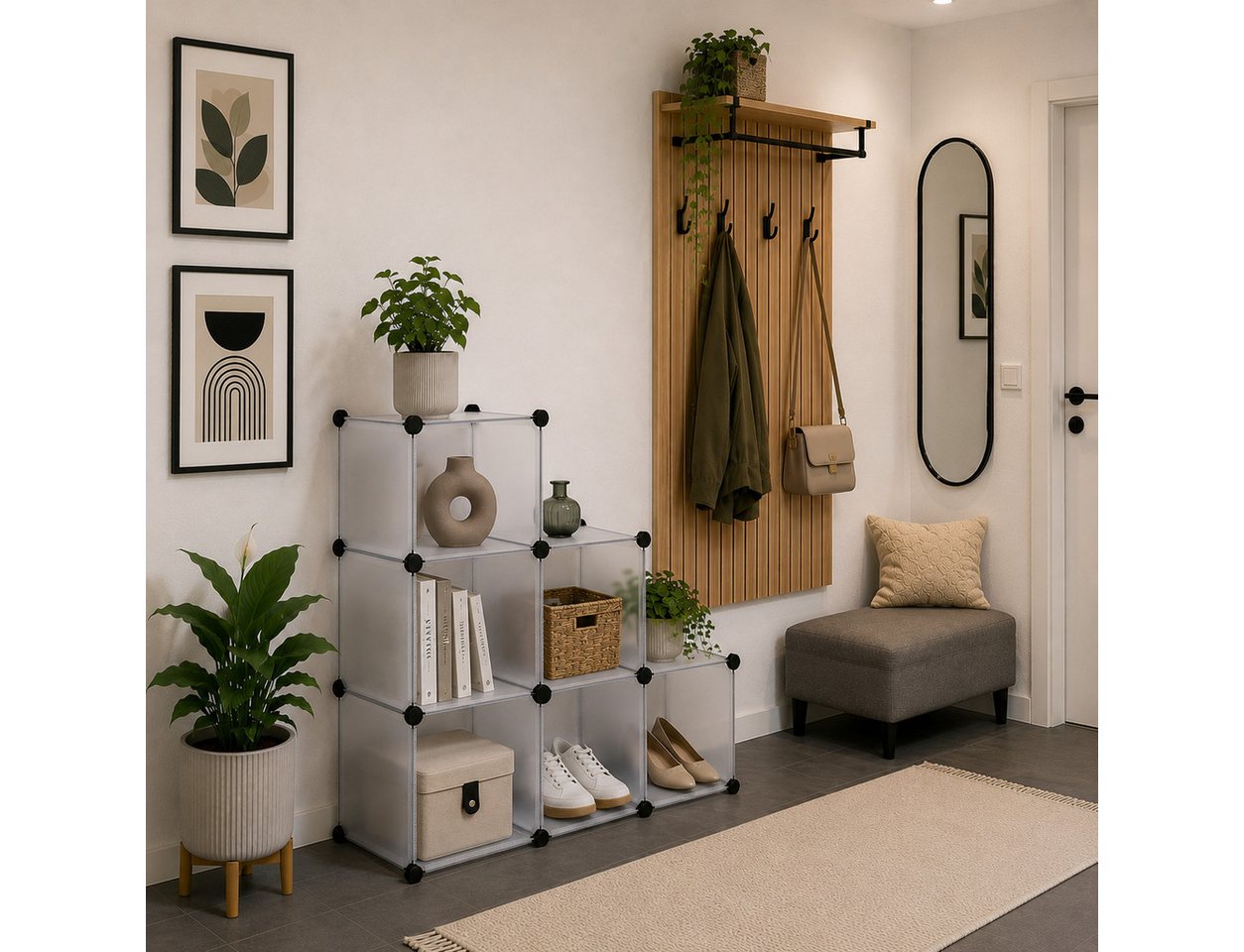 belviona Steckregal, modulares Würfelregal, platzsparendes Aufbewahrungsregal, 6 Fächer, Steckschrank mit Fächern für Schlafzimmer, Flur & Kinderzimmer
