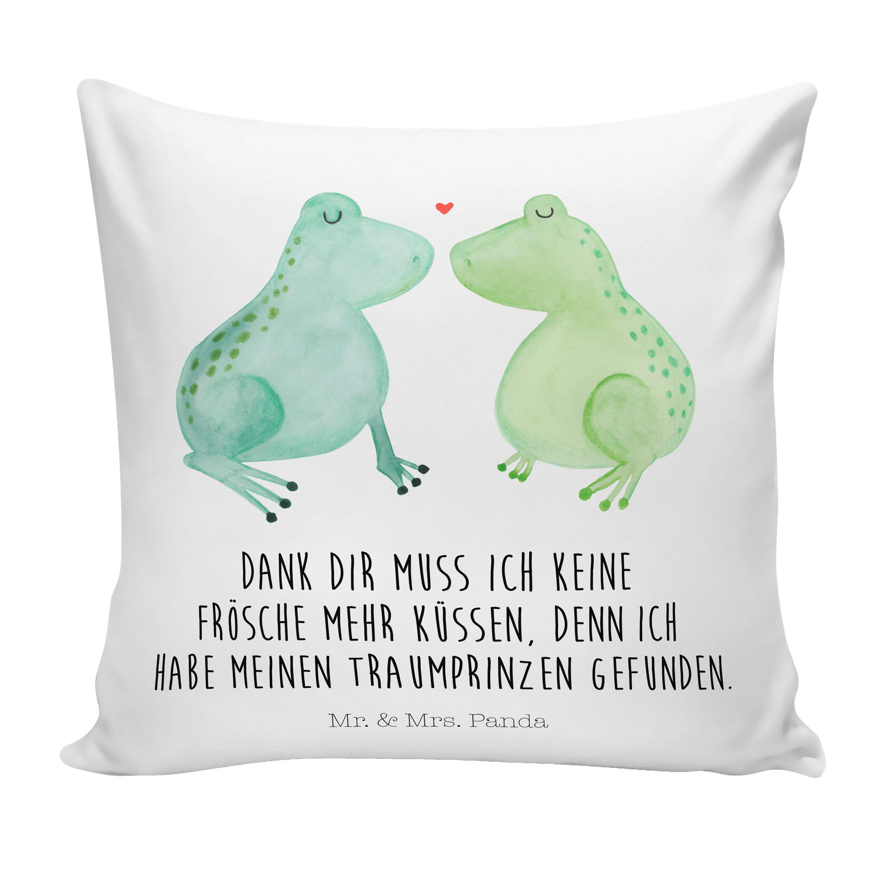 Mr. & Mrs. Panda Dekokissen Frosch Liebe - Weiß - Geschenk, Jahrestag, Verlobt, Motivkissen, Frös