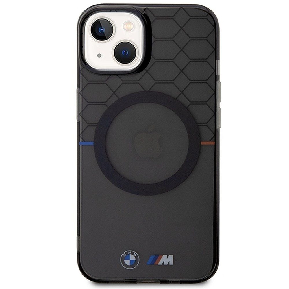BMW Handyhülle Schutzhülle Smartphonehülle Rückschale 6,1 Zoll, MagSafe-kompatibel, Hexagon-Muster, erhöhte Kanten