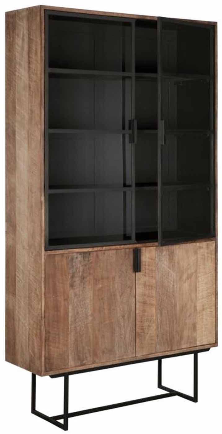 DTP Mehrzweckschrank Vitrinenschrank Odeon, Teak/Metall