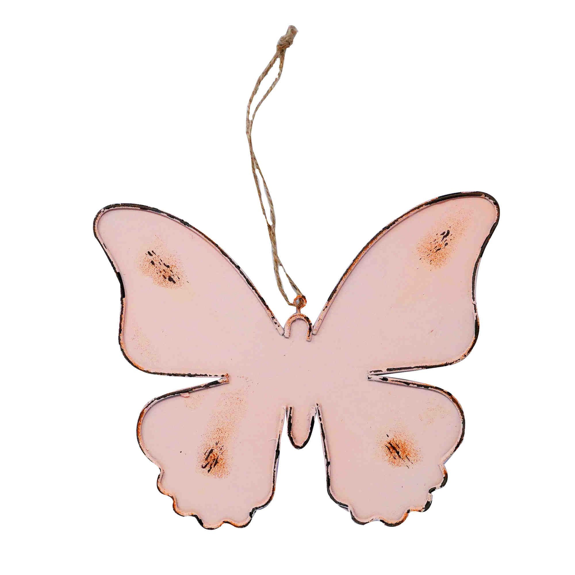 B&S Dekoobjekt Metallhänger Schmetterling rosa