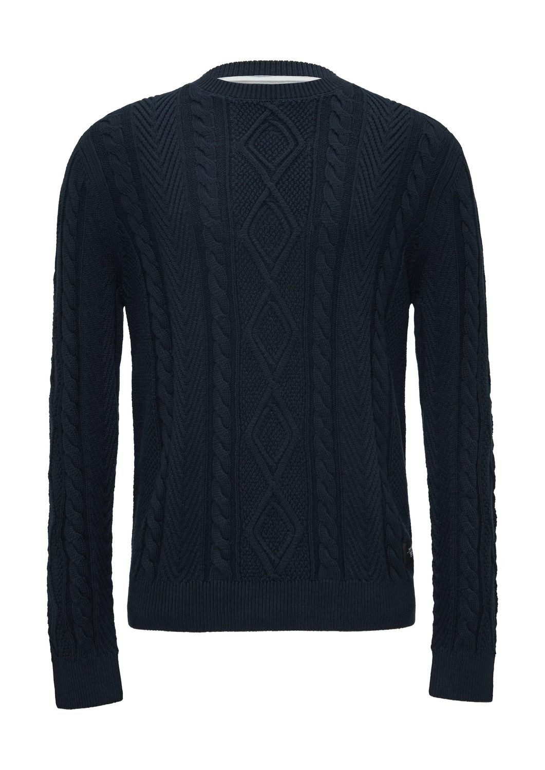 s.Oliver Rundhalspullover (1-tlg) langarm, Rundhals-Ausschnitt, Zopfmuster günstig online kaufen