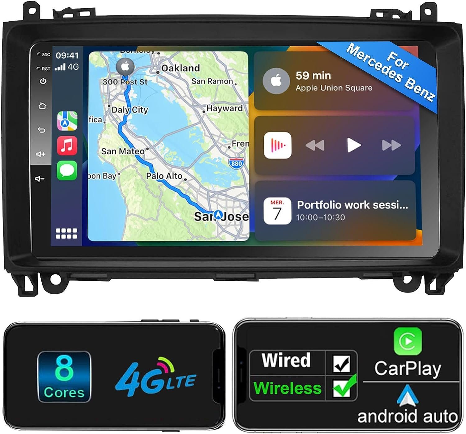 GABITECH für Mercedes A B 9 Crafter Viano Autoradio Sprinter zoll Android Vito Einbau-Navigationsgerät