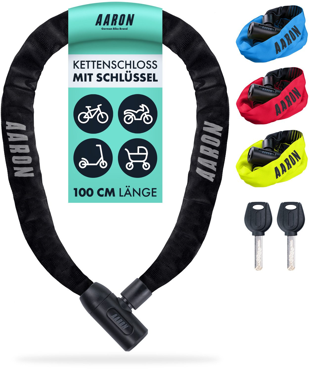 AARON Kettenschloss Lock One Key Fahrradschloss mit Schlüssel