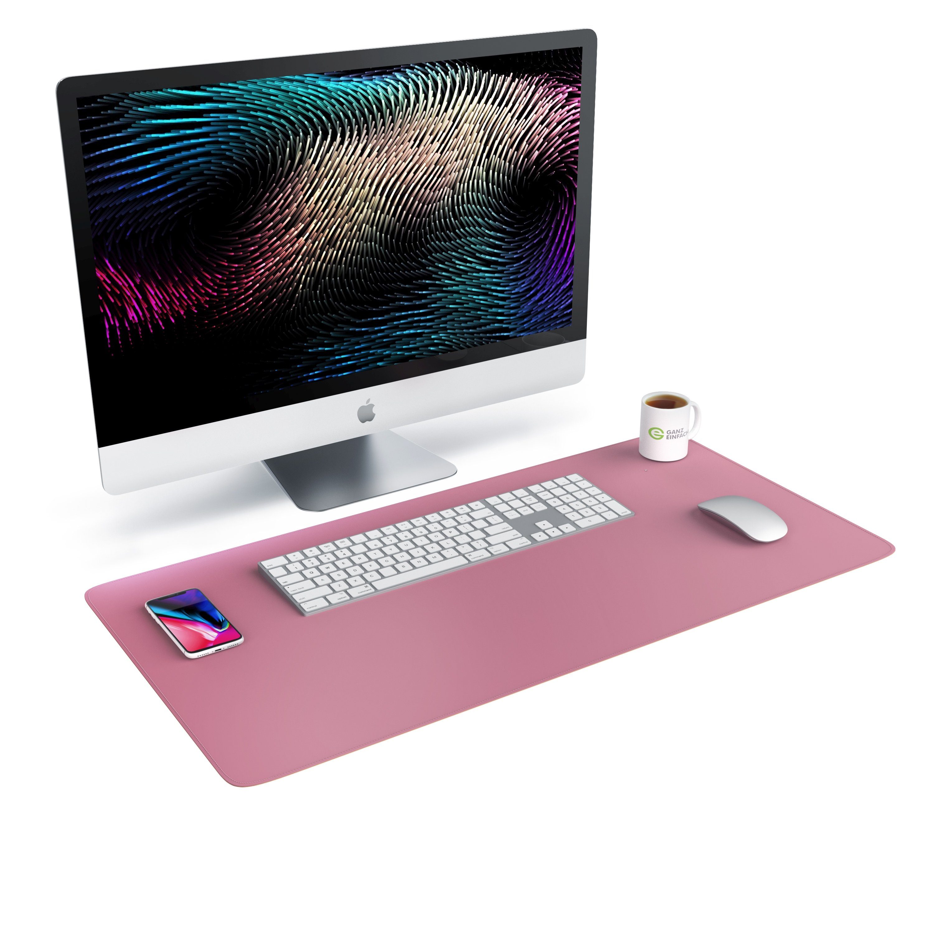 CSL Mauspad XXL Mousepad 800 x 400 x 3 mm, Tischunterlage, Elegante Leder Optik (1-St), rutschfest, abwaschbar, Geschwindigkeit & Präzision, pink, Gaming – Bild 4 von 5