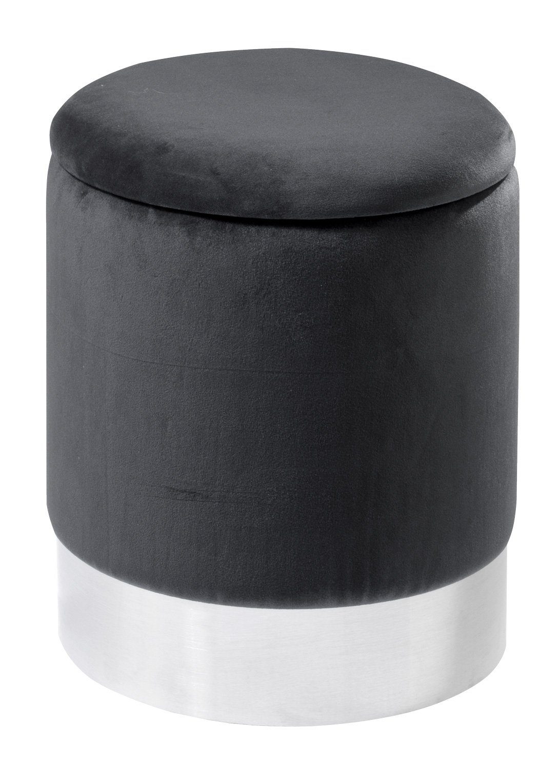 Home4You Sitzhocker, Ø 31 cm, Dunkelgrau, Silbergrau, Samtbezug, Abnehmbare günstig online kaufen