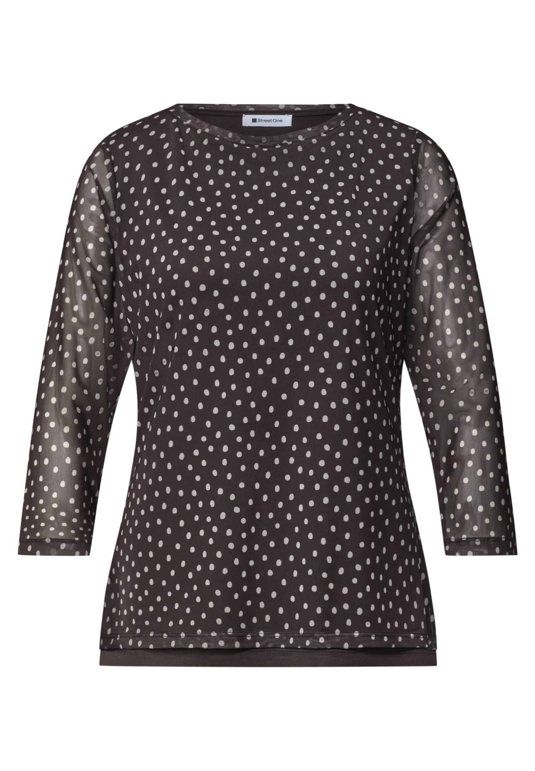 STREET ONE Langarmshirt LTD QR printed mesh shirt w.3/