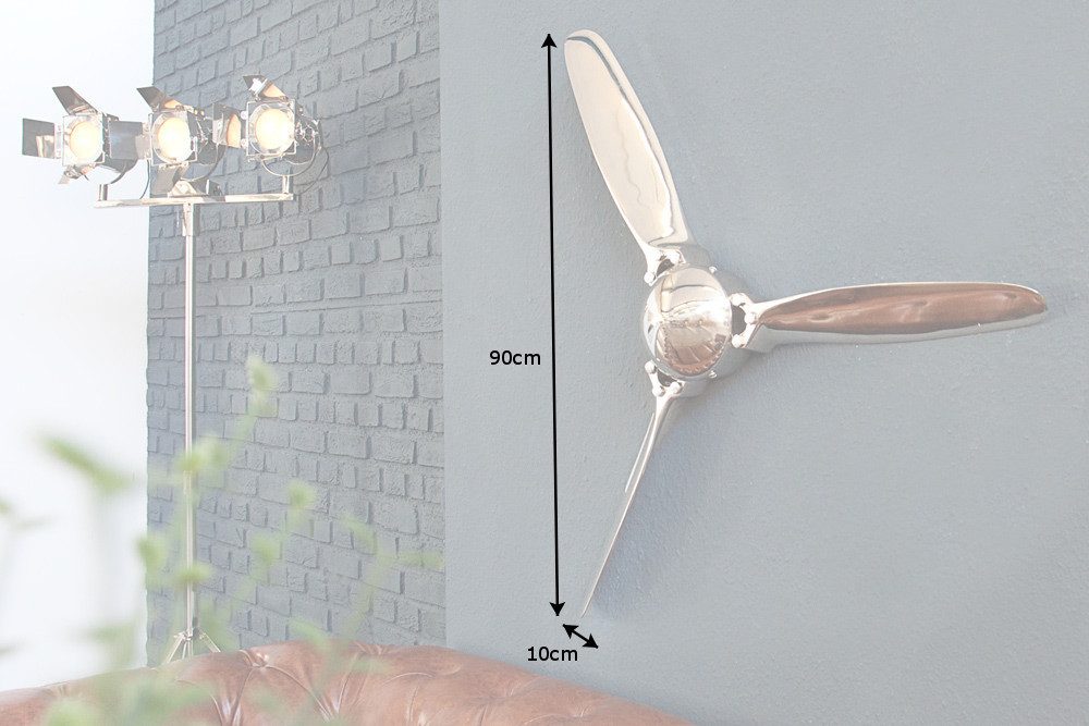 riess-ambiente Wanddekoobjekt SCREW III 90cm silber, Metall · Flugzeug-Propeller · Wohnzimmer · Schlafzimmer