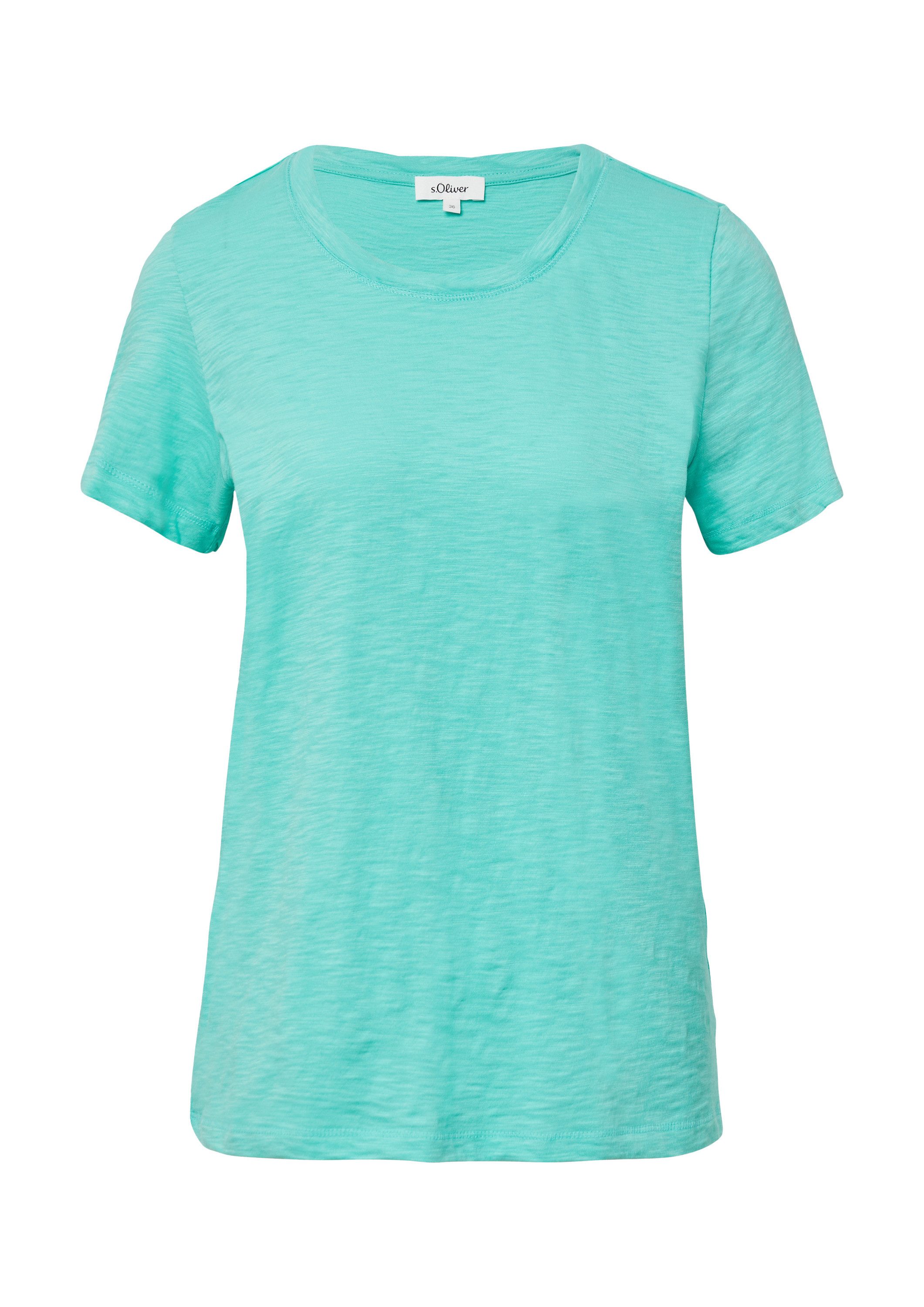 s.Oliver Kurzarmshirt T-Shirt T-Shirt mit Flammgarnstruktur und Ausschnitt- günstig online kaufen