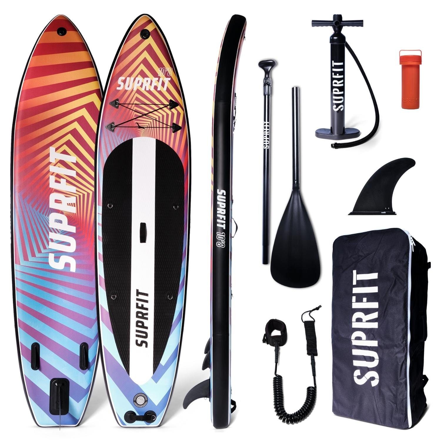 SF SUPRFIT SUP-Board Stand-Up-Paddling Board Optical, als aufblasbares Komplett-Set, Stand Up Paddle Board mit doppelter PVC Schichtung, Optimal ab 60 kg, max 140 kg - 330 x 78 x 15 cm