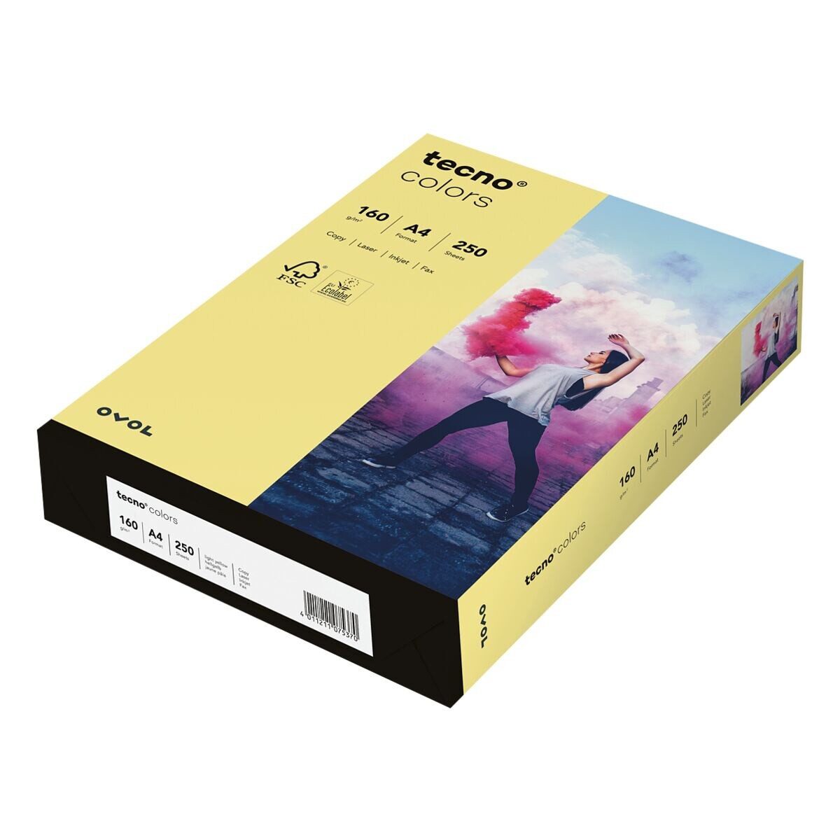 Inapa tecno Druckerpapier Rainbow / tecno Colors, Pastellfarben, Format DIN A4, 160 g/m², 250 Blatt