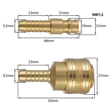 Poppstar Druckluftschlauch Druckluftschlauch mit Messing-Schnellkupplungen, (Innendurchmesser 9,2mm) bis 20 bar Luftdruck