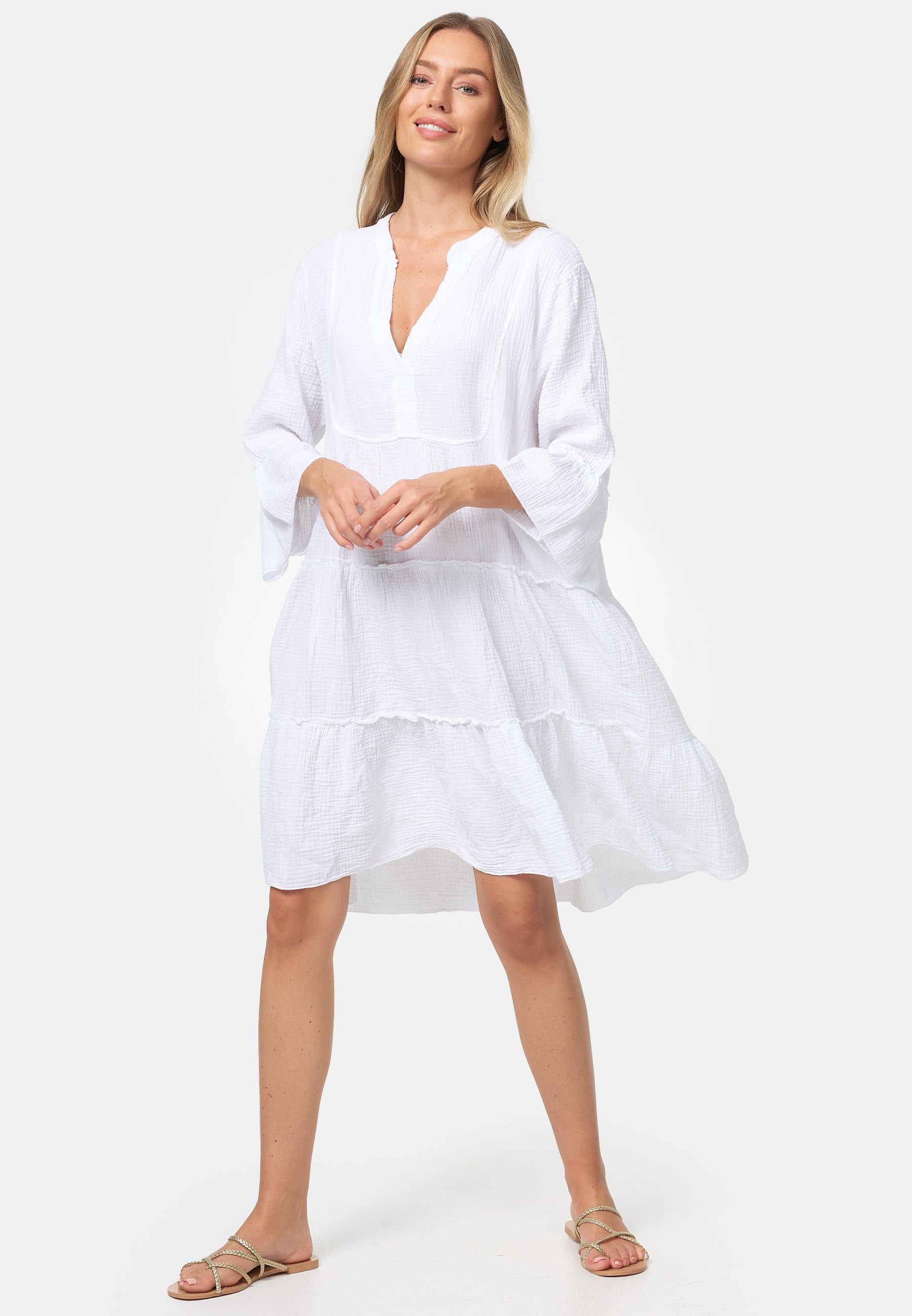 Rayshyne Sommerkleid PM39 (Leichtes Sommer Minikleid aus Musselin mit Rüsch günstig online kaufen