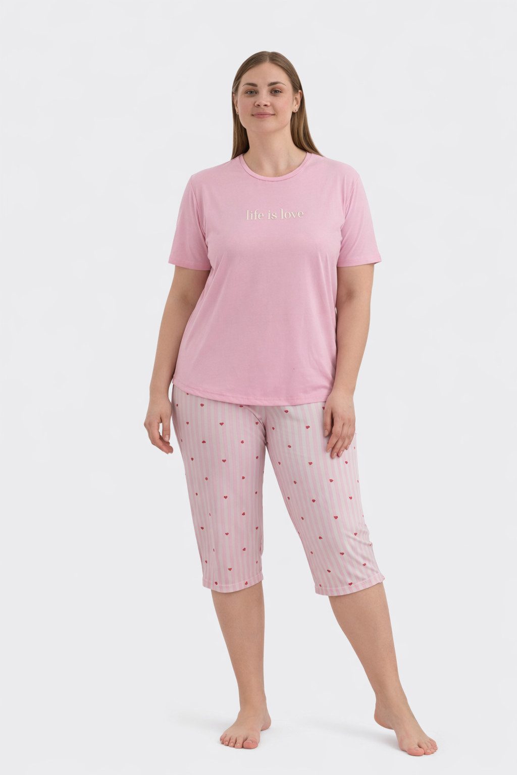 Hausanzug Damen Schlafanzug große Größen – Pyjama Set mit Shorts & T-Shirt