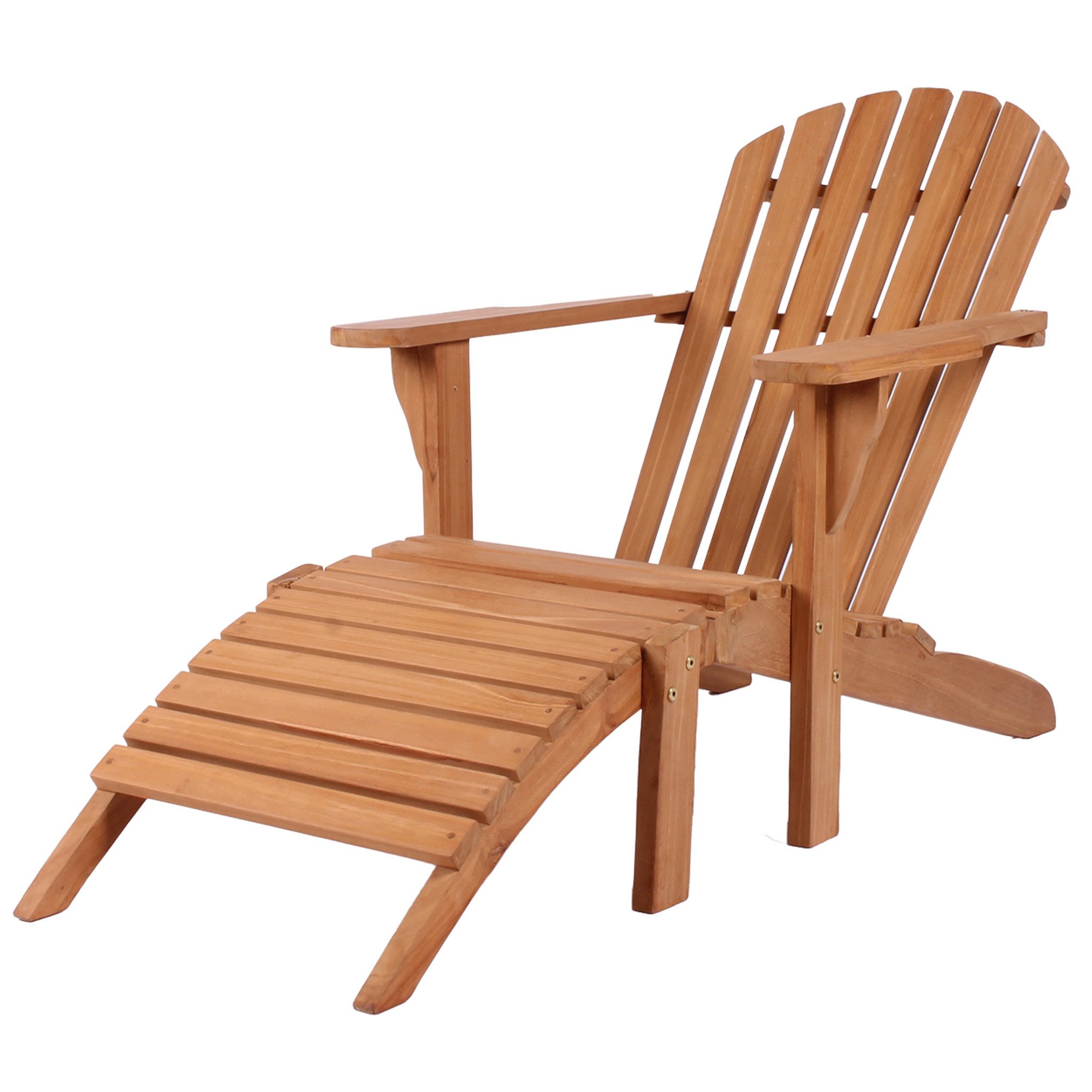 bene living Gartenliege Adirondack Montreal - Teakholz, 2 St., Gartenliege inkl. Fußteil, hohe Rückenlehne - breite Armlehnen - separates Fußteil