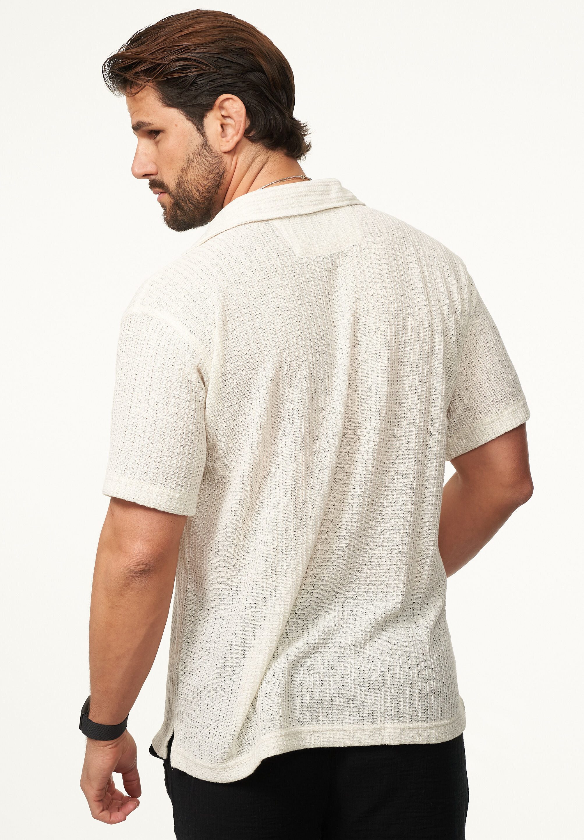 CARISMA Kurzarmhemd im Vintage Summer-Look als Strickhemd Herren Kurzarm Strick Polo-Hemd T-Shirt im lockeren Retro-Stil – Bild 5 von 5