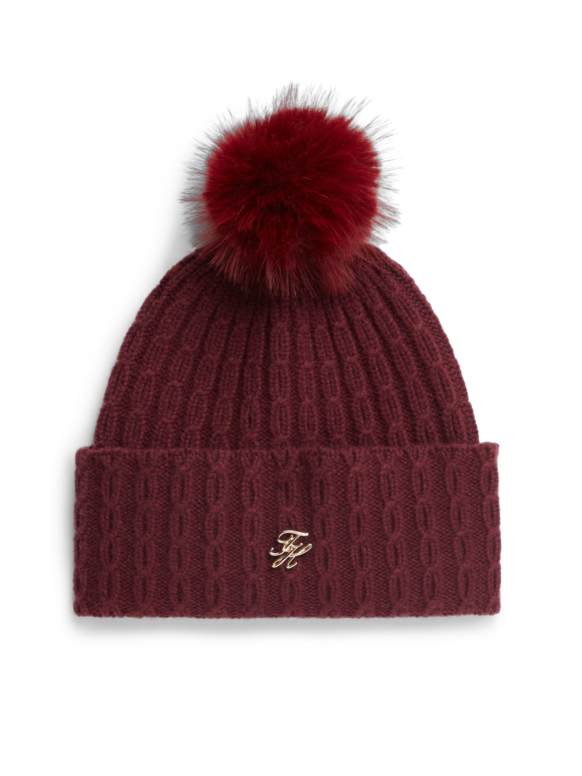 Tommy Hilfiger Beanie TH SCRIPT CABLE POM mit Kaschmiranteil