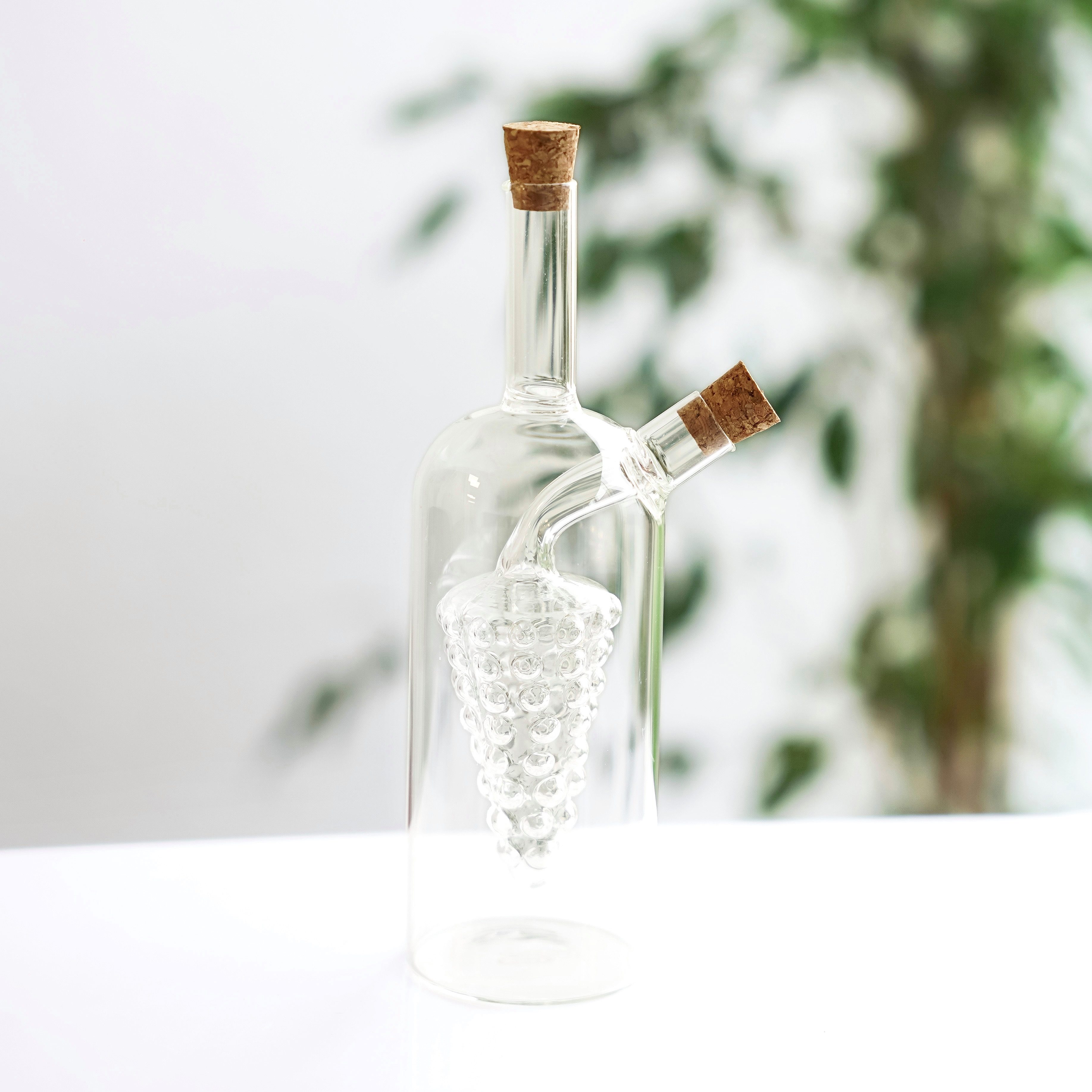Mulex Ölspender Öl- & Essigspender aus Glas 2-in-1 mit Kork, 300 ml + 50 ml, (1-tlg) – Bild 3 von 5