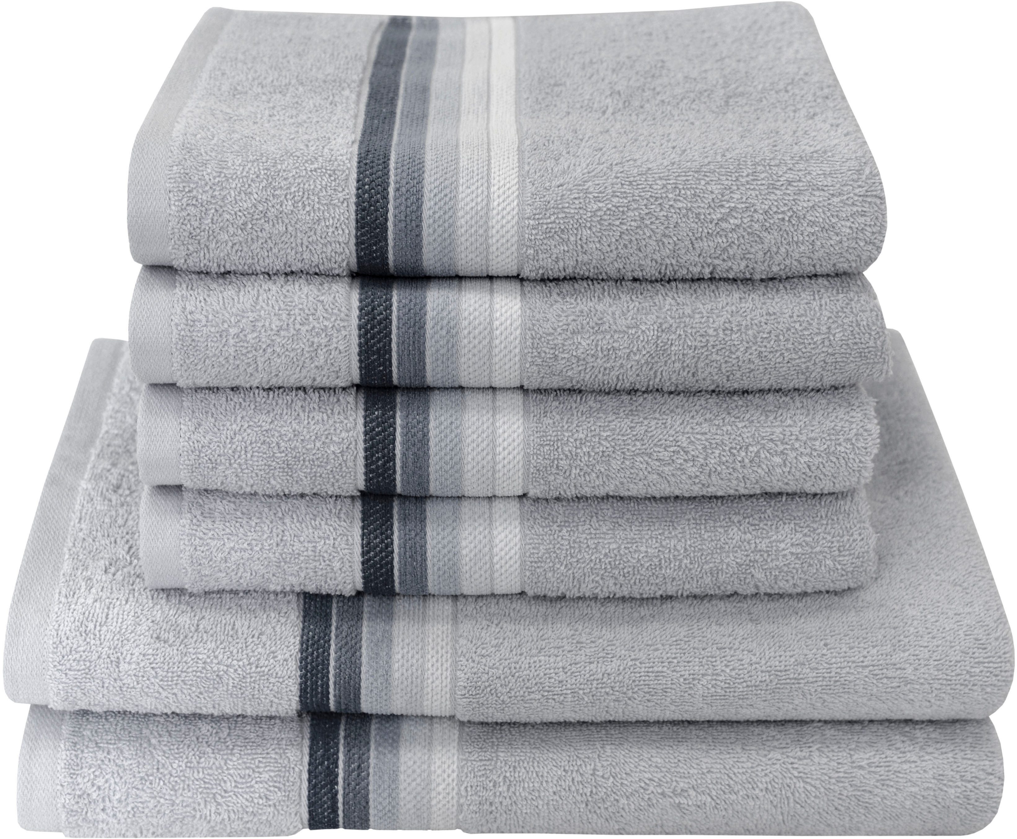 Dyckhoff Handtuch Set Chenille, Frottier (Set, 6-St), Set beinhaltet: 4x Handtuch (50x100cm) und 2x Duschtuch (70x140cm)