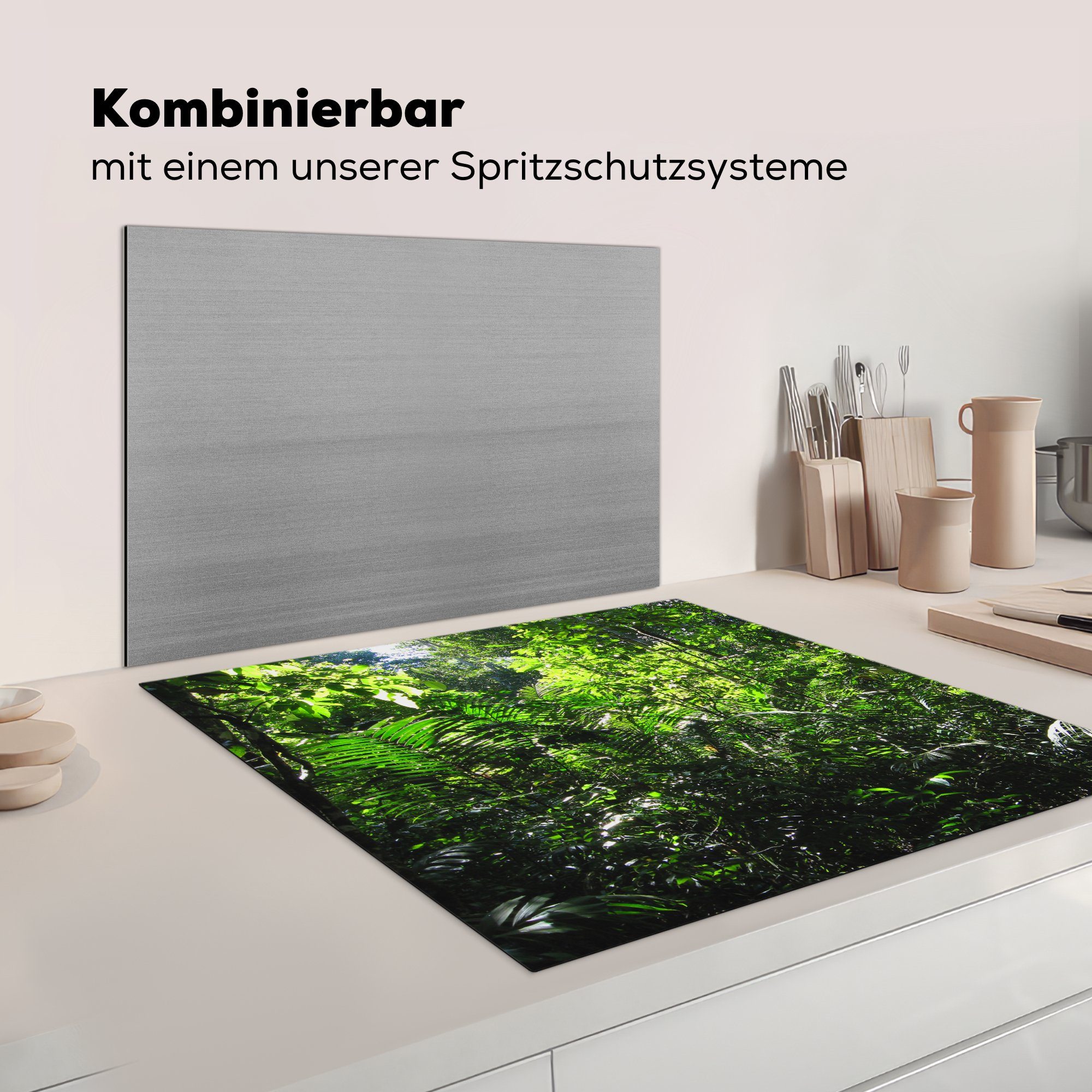 MuchoWow Herdblende-/Abdeckplatte Brasilien - Vinyl, (1 Ceranfeldabdeckung, Dschungel tlg), cm, Arbeitsplatte 78x78 für - Grün, küche